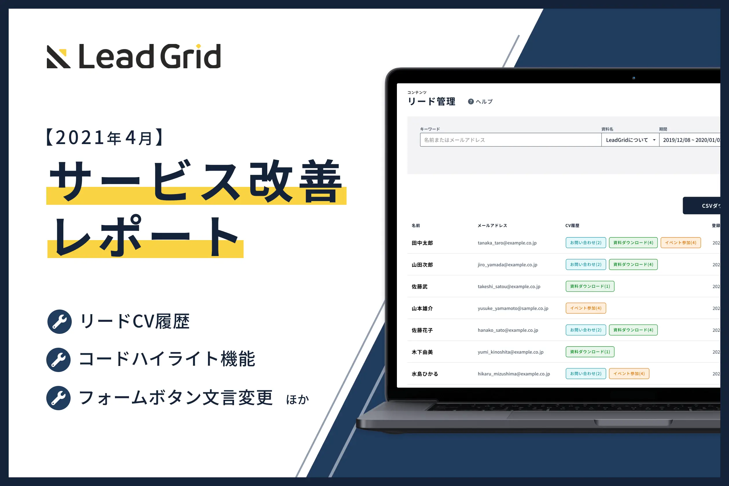 Webマーケティングに強い次世代CMS/CRM【LeadGrid開発レポート 2021年4月】