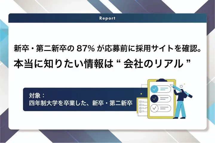 新卒・第二新卒の87%が応募前に採用サイトを確認。本当に知りたい情報は“会社のリアル”