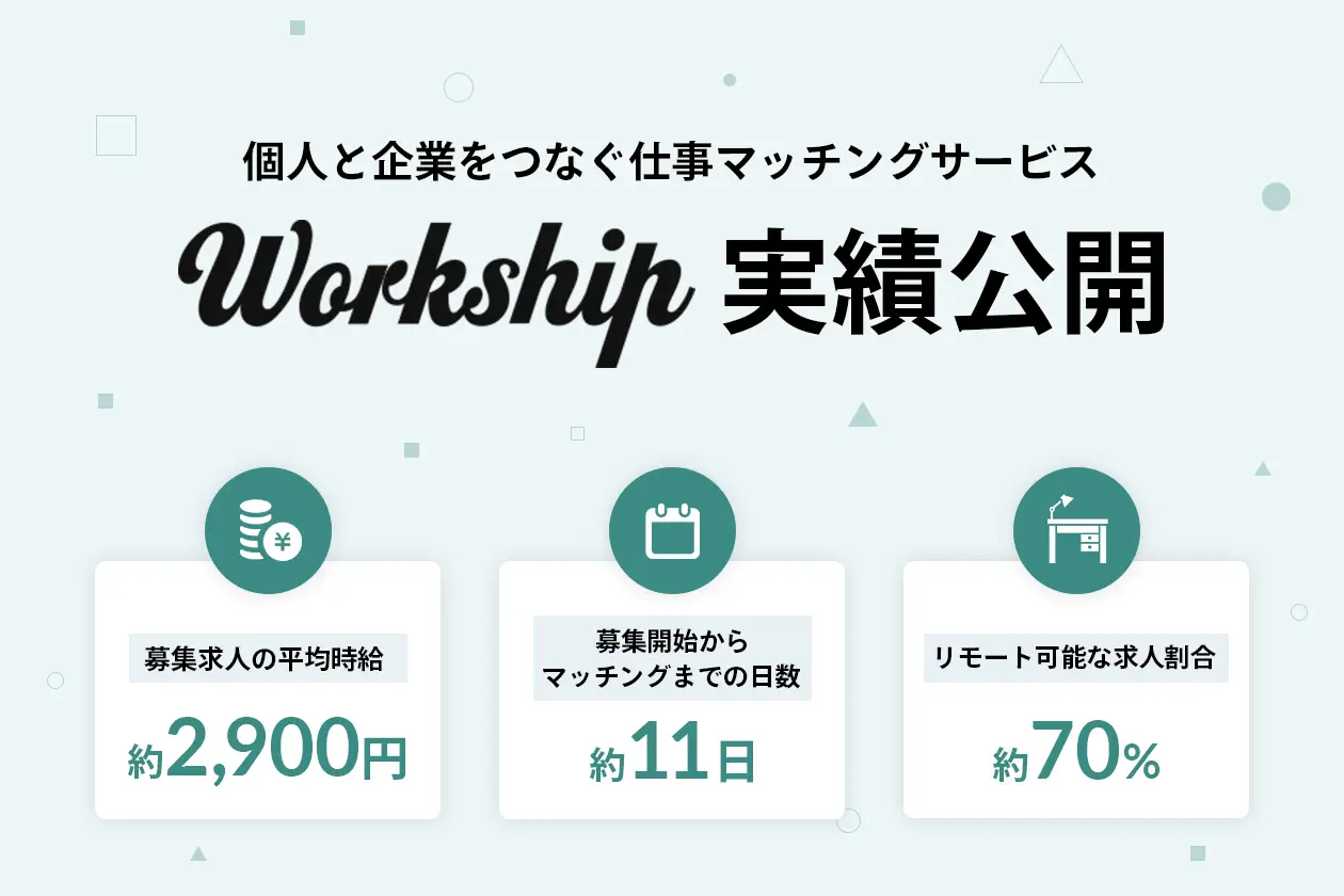 個人と仕事 副業をつなぐマッチングサービス Workship 直近の実績公開 東京のweb制作会社 ホームページ制作会社 株式会社gig